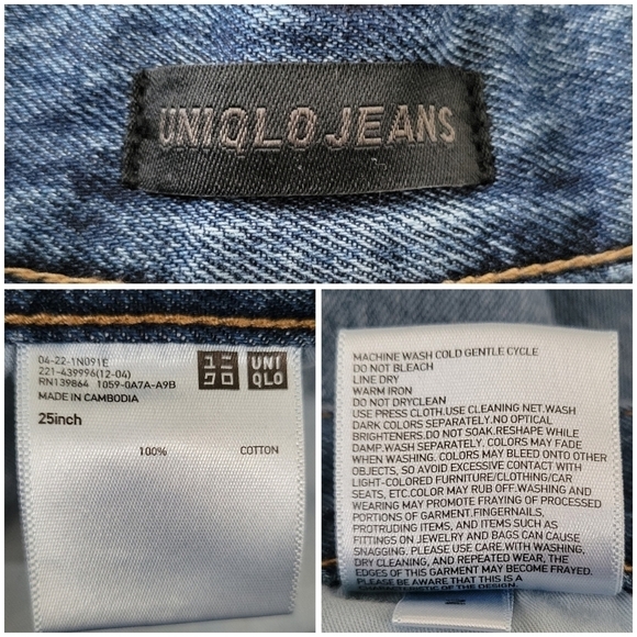 Uniqlo High Rise Distressed Cut-Off Raw Hem Denim Shorts Womens Size 25 Med Wash - Picture 5 of 9